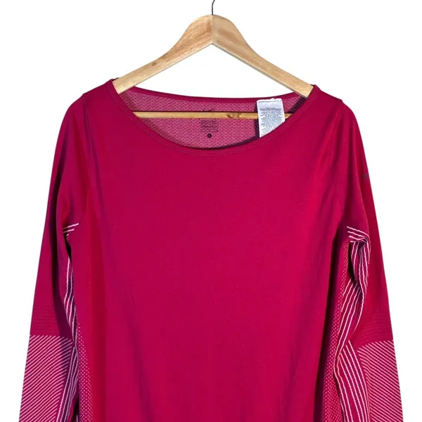 Nike Dri-FIT Geometric Striped Mesh Long Sleeve Training Top Athletic Size L - Image 2