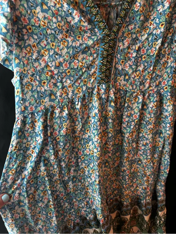 Umgee Floral Ruffle Sleeve Boho Mini Dress - Image 4