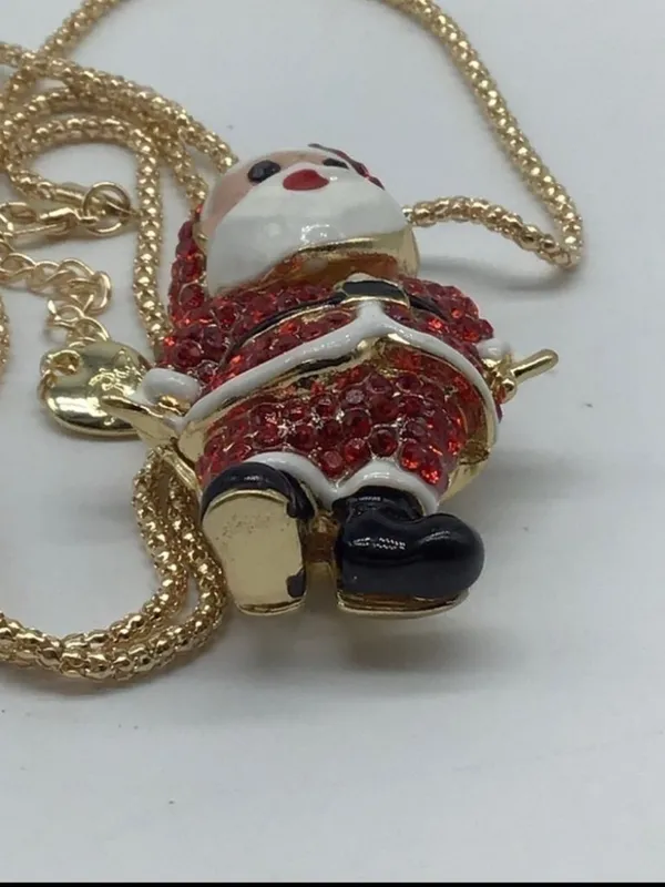 Red Crystal Santa Claus Christmas Necklace - Image 4