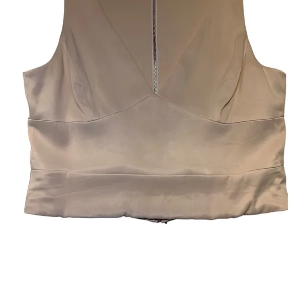 L'AGENCE Women Blush Pink V-Neck‎ Sleeveless Crop Top Full Back Zip Size 10 - Image 5