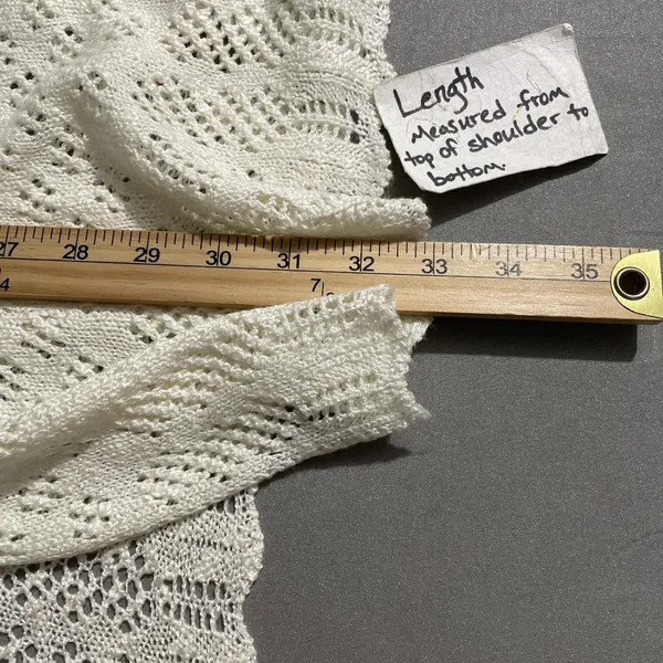 Knox Rose Open Knit Cardigan Size Medium Creamy Boho Romantic Crochet Drape - Image 7