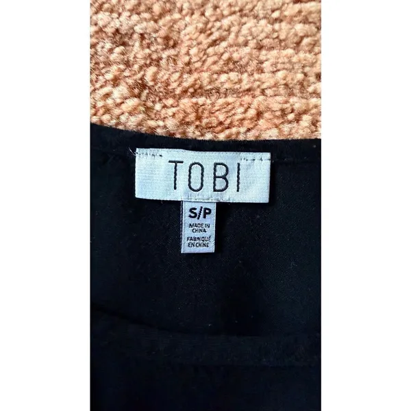 Tobi Black Flowy Cami Top Size S Lace Strap Ruffle Hem - Image 2