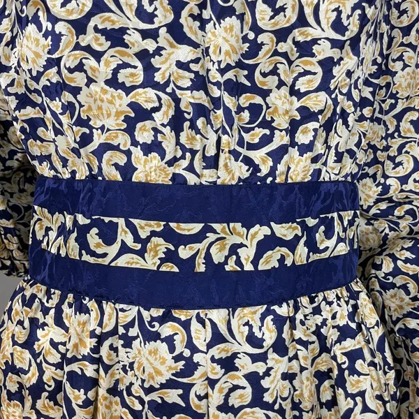 Vintage Dress 80s Long Sleeve Pencil Officecore Puff Sleeves Floral High‎ Neck - Image 9