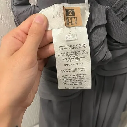 David's Bridal Grey Strapless Bridesmaid Dress Size 2 - Image 6