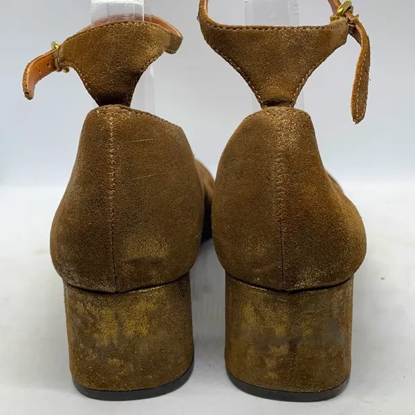 Coach Gold Suede Kitten Heels Ankle Straps 8.5 - Image 4