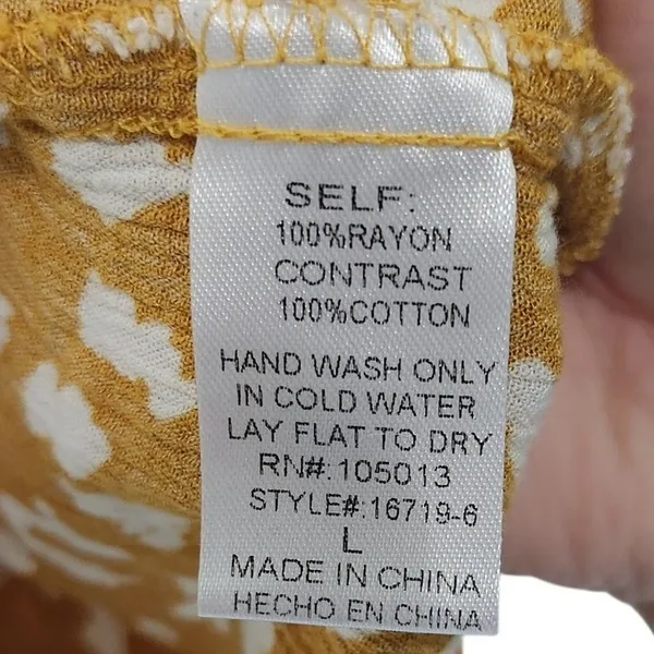 Savanna Jane Yellow Leopard Animal Print Embroidered Floral Blouse Top Sze Large - Image 4
