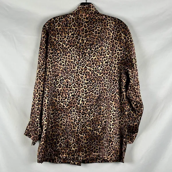 Private Luxury Silky Leopard Animal Print Button Down Shirt Small - Image 2