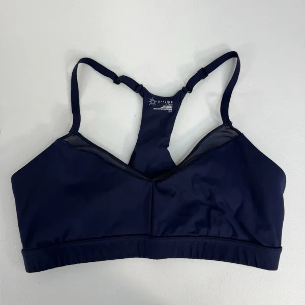 OFFLINE By Aerie‎ L Large Goals Mesh V-Neck Sports Bra Racerback Medium Support - Image 3