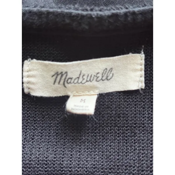 Madewell Black Square Neck Ribbed Puff Sleeve Sweater Top Medium‎ - Image 3