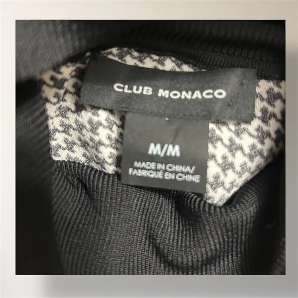 Club Monaco M Black White Houndstooth Sleeveless Mock Neck Retro Y2K Top‎ - Image 6