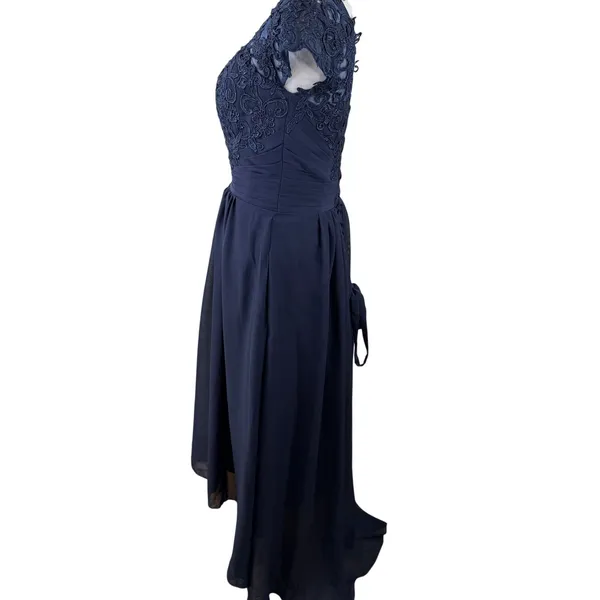 SU Dress Navy Blue Lace Chiffon Bridesmaid Prom Evening Gown NWT Size 6 - Image 8
