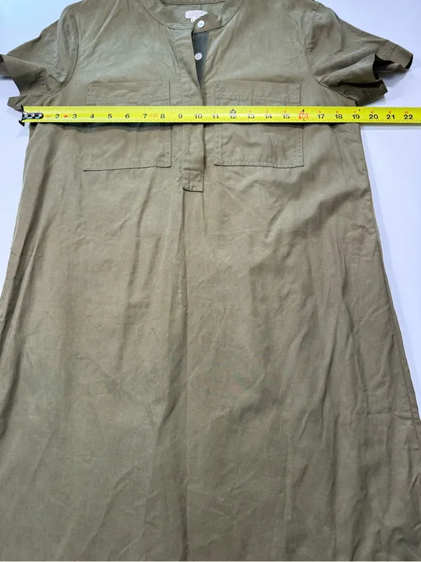 J. Crew Olive Green Short Button-Front Midi Dress - Image 4