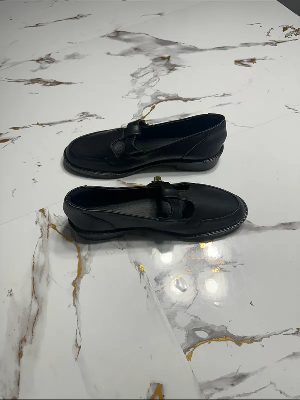 Chic Black Mary Jane Loafers Gold Accent ,Cute Style. - Image 4