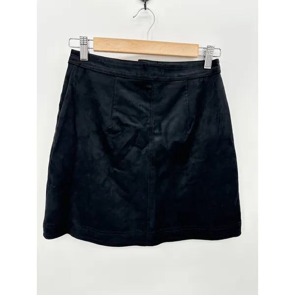 Abercrombie Skirt Women S Black Faux‎ Suede Button Front Mini - Image 2