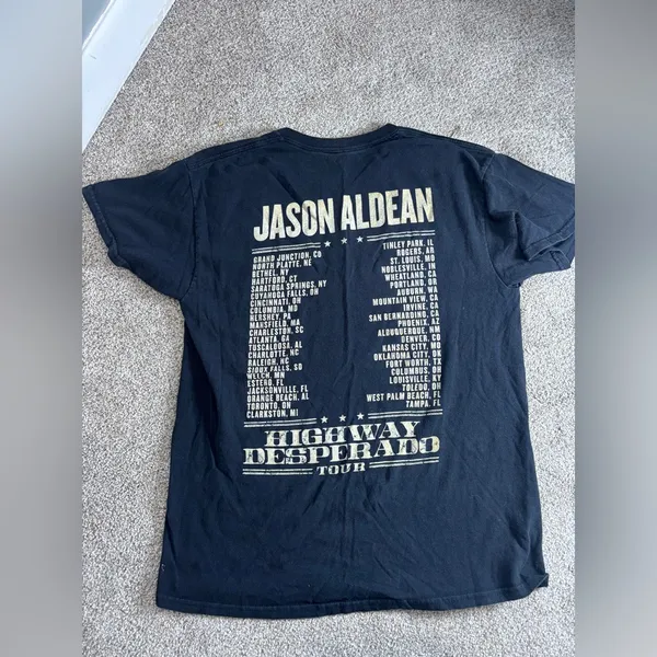 Jason Aldean Shirt Highway Desperado Tour Concert Tee Black Double Sided Medium - Image 4