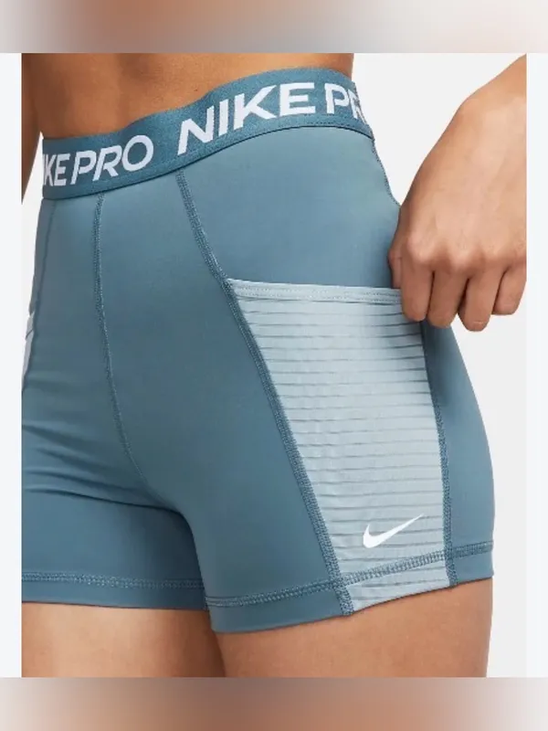 Nike Pro Women's Slate Blue High-Waist Athletic Shorts - Image 3