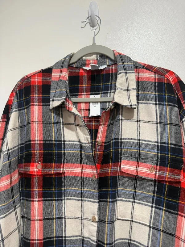 Old Navy The Boyfriend Shirt Plaid Flannel Button Down Oversized Size XXL - Image 3