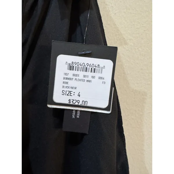 Club Monaco Black Sheer Burnout Pleated Maxi Gown Dress Size 4 - Image 5