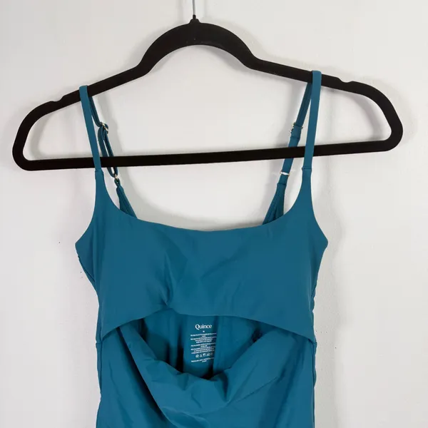 Quince Italian Cut Out One Piece Swimsuit Lagoon Teal Blue NEW Womens Medium - Image 3