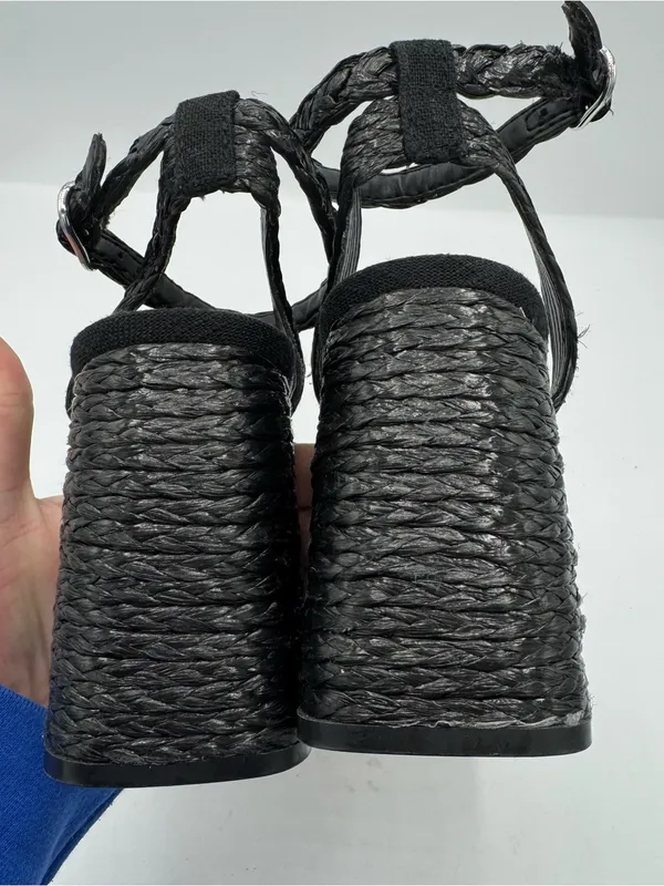 Marc Fisher Janie Braided Ankle-Strap Platform Sandals‎ in black size 6 coastal - Image 4