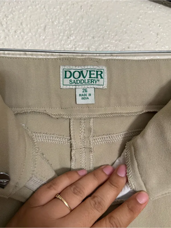 Dover Saddlery silicon knee patch horse riding breeches tan color size 26 - Image 5