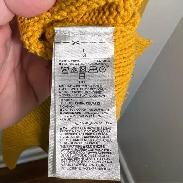 Old Navy Women's Size Large Hi Emotion‎ Pullover Sweater Mustard Yellow Crewneck - Image 10