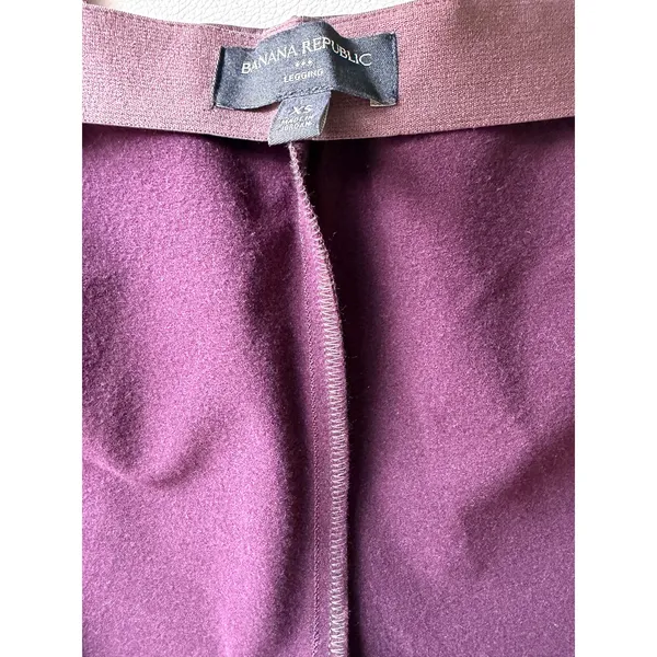 Banana Republic Faux Leather Leggings XS Burgundy Brown Coated Stretch Pants - Image 9