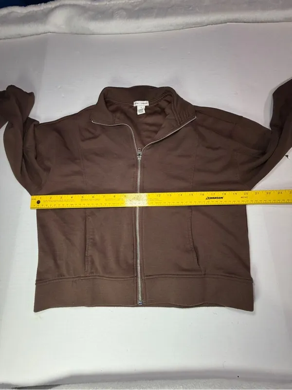 Women's Brown Full-Zip Casual Hoodie - Image 3