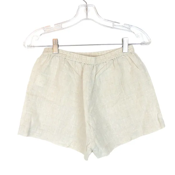 The Reset R Label Linen Shorts Womens XS Khaki Oatmeal Elastic Waist Beach - Image 3