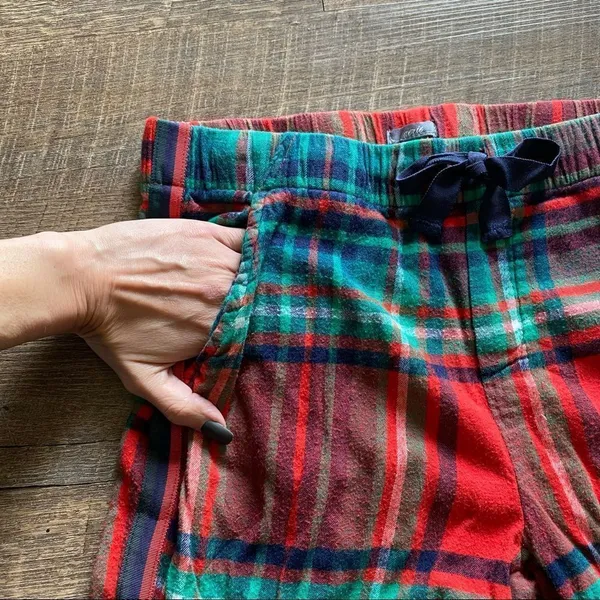 Aerie Pajama Pants Plaid Cotton Lounge Sleep Red Green Blue - Image 2