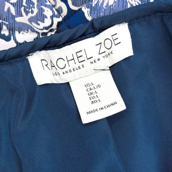 Rachel Zoe Navy Blue & White Floral Quilted Jacket - Image 9
