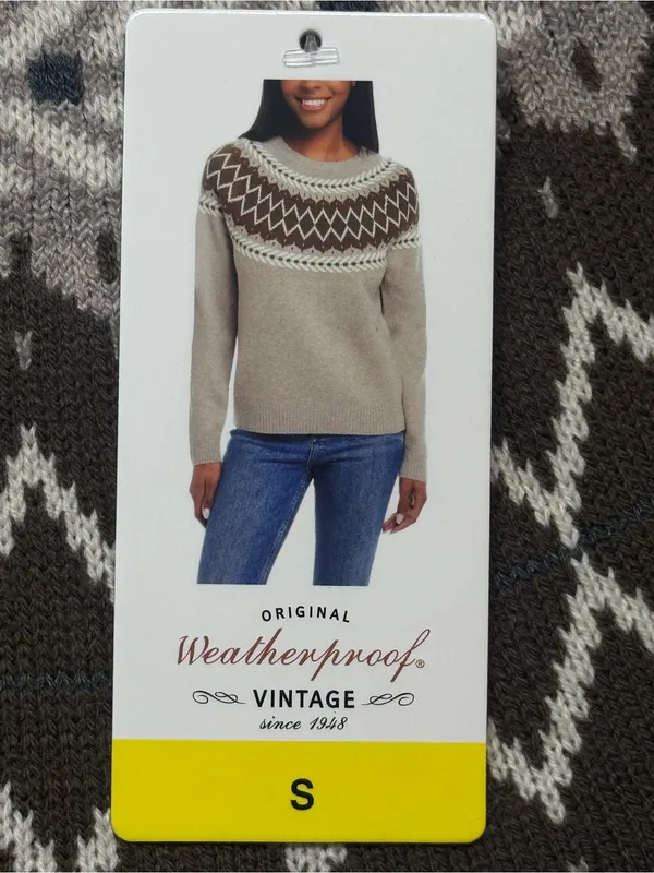 Weatherproof VintageTraditional fairisle raglan crewneck sweater Tweed yarn NWT - Image 4