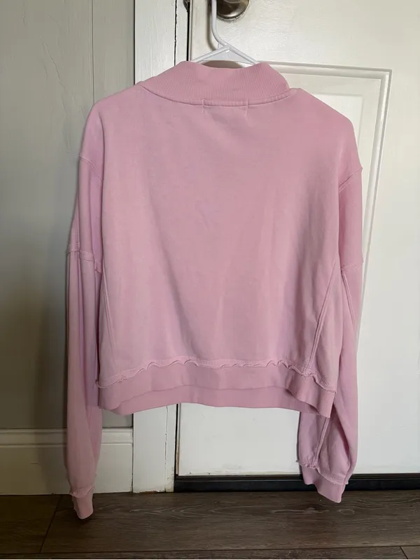 Vintage Havana Baby Pink Quarter-Zip Pullover Sweatshirt - Image 2