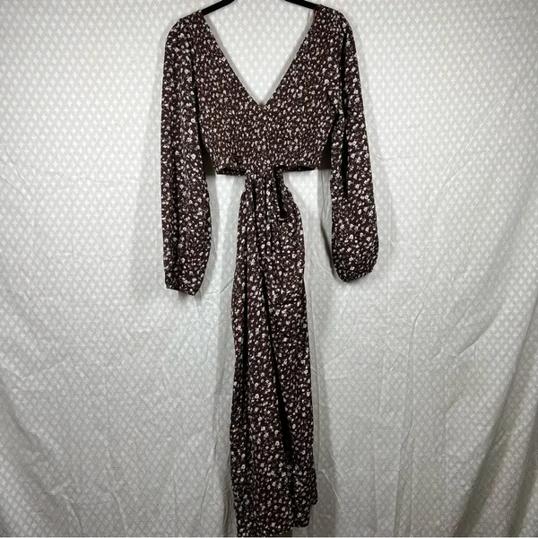 Petal + Pup Brown Floral Smocked Open Sides Boho Maxi Dress‎ - Image 5