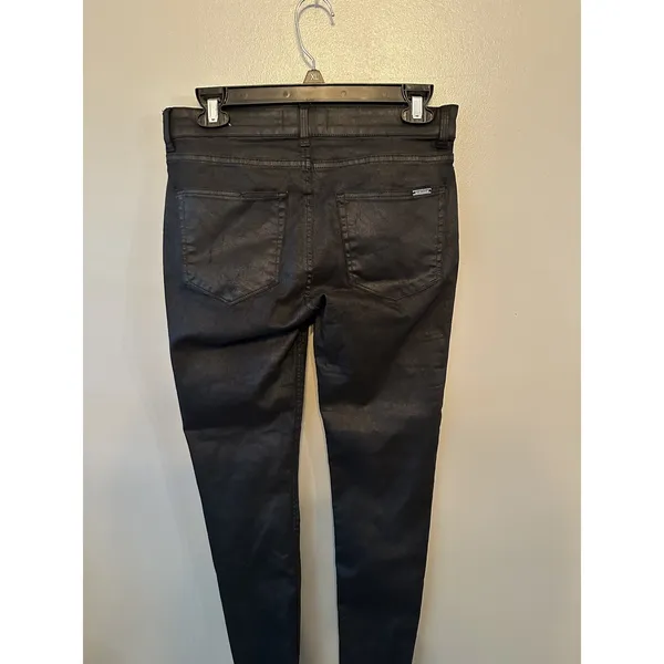 MNG Black Shiny Coated Skinny Jeans Pants Women's‎ Size 6 - Image 2