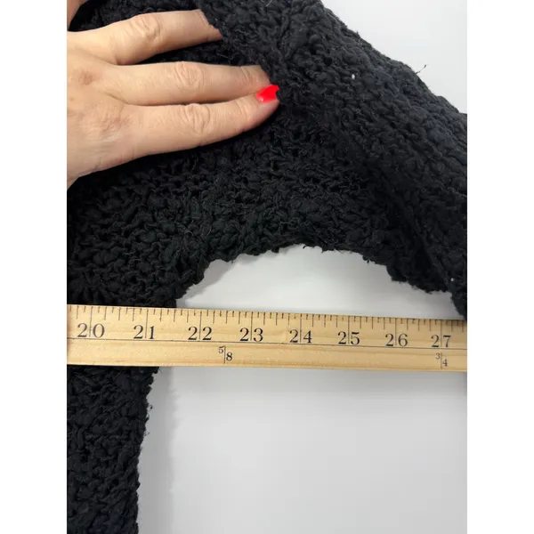 Free People Best Of You V-Neck Sweater Black Open Knit Slouchy Boho XS - Image 8