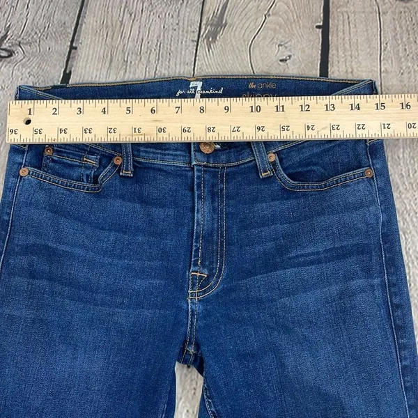 7 For All Mankind Blue The Ankle Skinny Jeans with Distressed Detail size 31 - Image 9