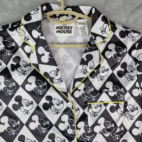 Disney Mickey Mouse‎ Sleep Shirt For Adults Size Small Black White Polyester - Image 4