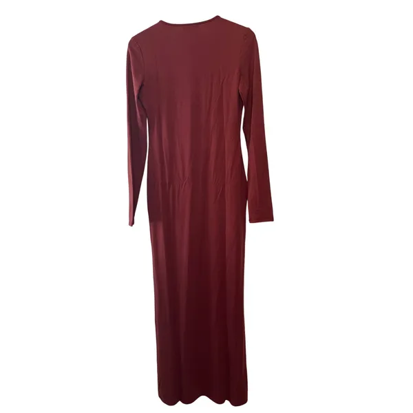 Reformation Tommie Knit Maxi‎ Dress NWT Wine Red Long Sleeve M - Image 4