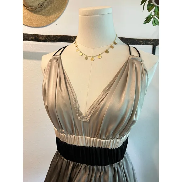 Lanvin Paris Silver Metallic Silk Babydoll Tank Top Blouse Size Medium France - Image 8