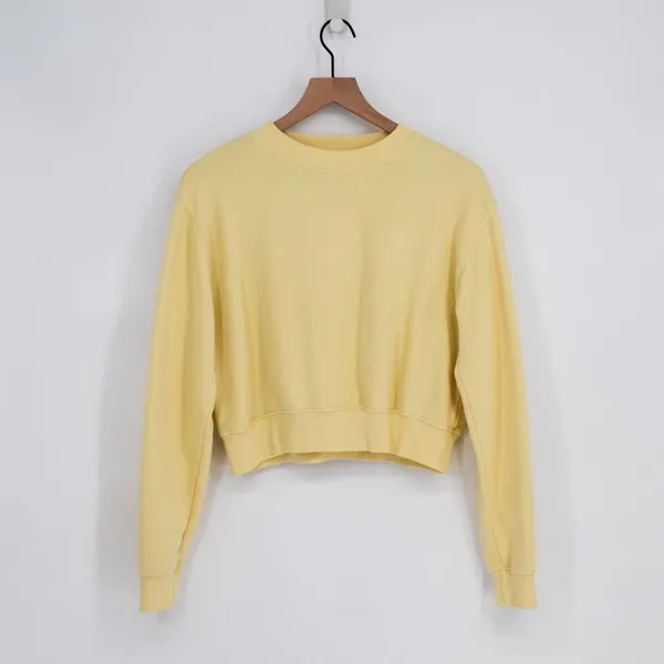 Aritzia TNA Cozy Fleece Perfect Crew Sweatshirt Yellow Solid Pullover Women's S - Image 2