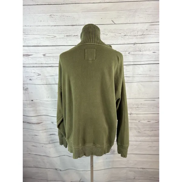 Aerie Down to Earth Oversized Quarter Zip Sweatshirt Olive Green Women’s Small - Image 4