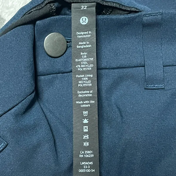 32 Men’s Lululemon Athletica Navy Pants ABC Slim-Fit 5 Pocket Pant Warpstreme - Image 6