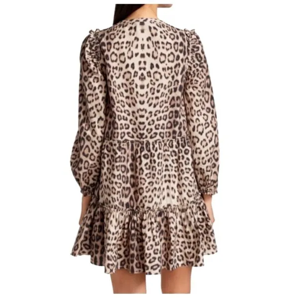 Generation Love Rumi Dress Women XS Brown‎ Leopard Babydoll Balloon Sleeve Mini - Image 2