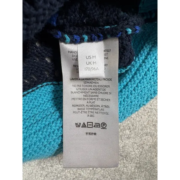 Anthropologie Jenette Blue Crochet High Neck Halter Top Sweater Knit Tank Med - Image 6