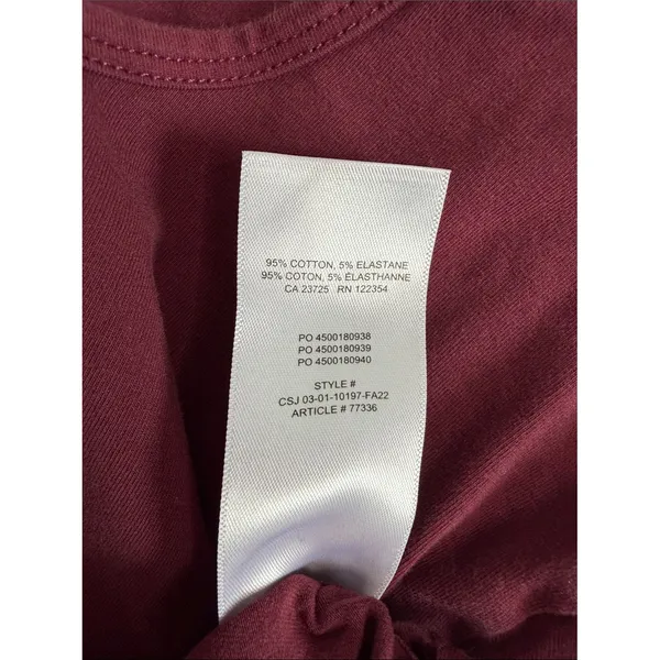 Aritzia TNA Burgundy Ruched Side Crop T-Shirt Medium Cotton Stretch - Image 3
