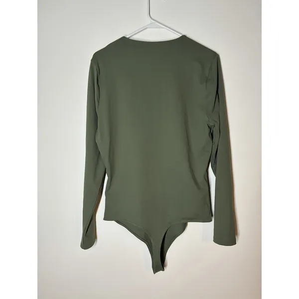 Abercrombie & Fitch Soft A&F Olive Green Long Sleeve Bodysuit Seamless XL - Image 5