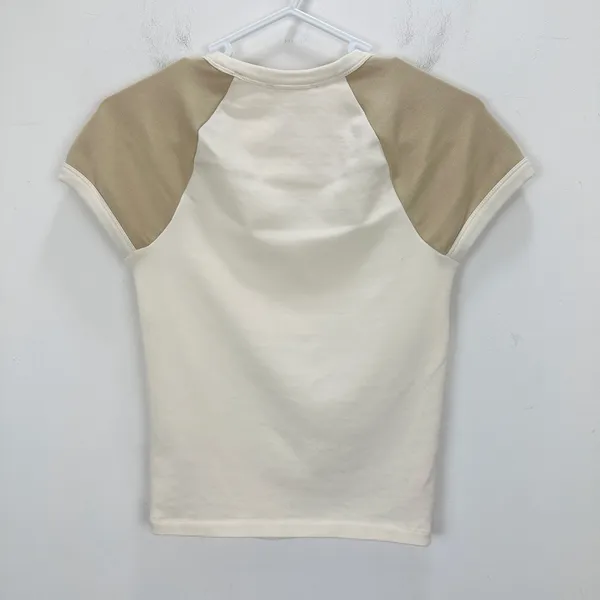 Madewell Raglan Sleeve Baby Tee Shirt Minimalist Basics Sporty Beige XXS NWT - Image 9