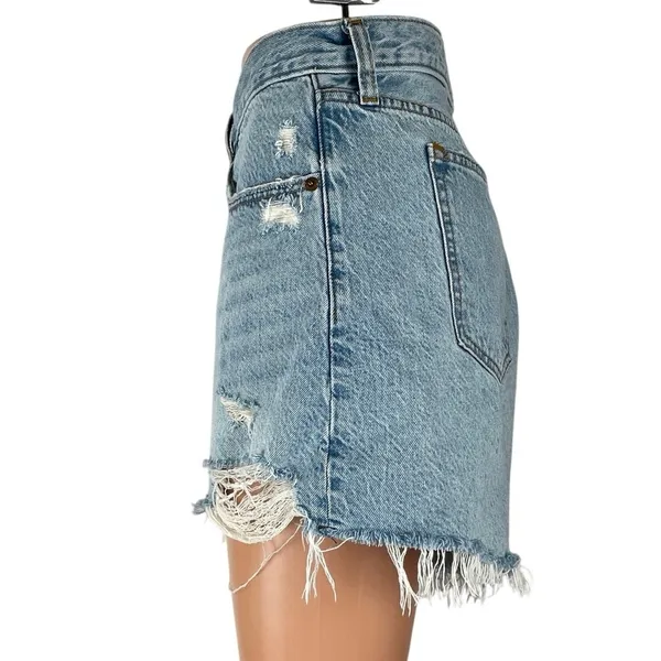 Abercrombie & Fitch Blue Distressed Low Rise Baggy Dad Cut Off Denim Shorts 31 - Image 2