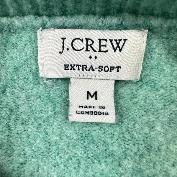 J. Crew Mint Green Wool Blend Extra-Soft Crewneck Sweater Minimalist Size Medium - Image 3